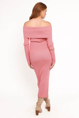 Archie Off The Shoulder Midi Dress - Rose