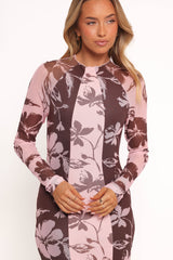 Bellatrix Spliced Maxi Dress - Pink Brown Floral