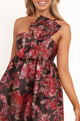 Betina Bow Front Maxi Dress - Brown Floral