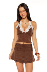 Briony Brown Polka Dot Mini Skirt