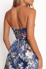 Darina Strapless Midi Dress - Midnight Floral