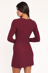Darlina Long Sleeve Mini Dress - Burgundy