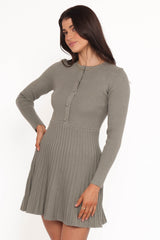Darlina Long Sleeve Mini Dress - Olive