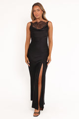 Evana Lace Maxi Dress - Black