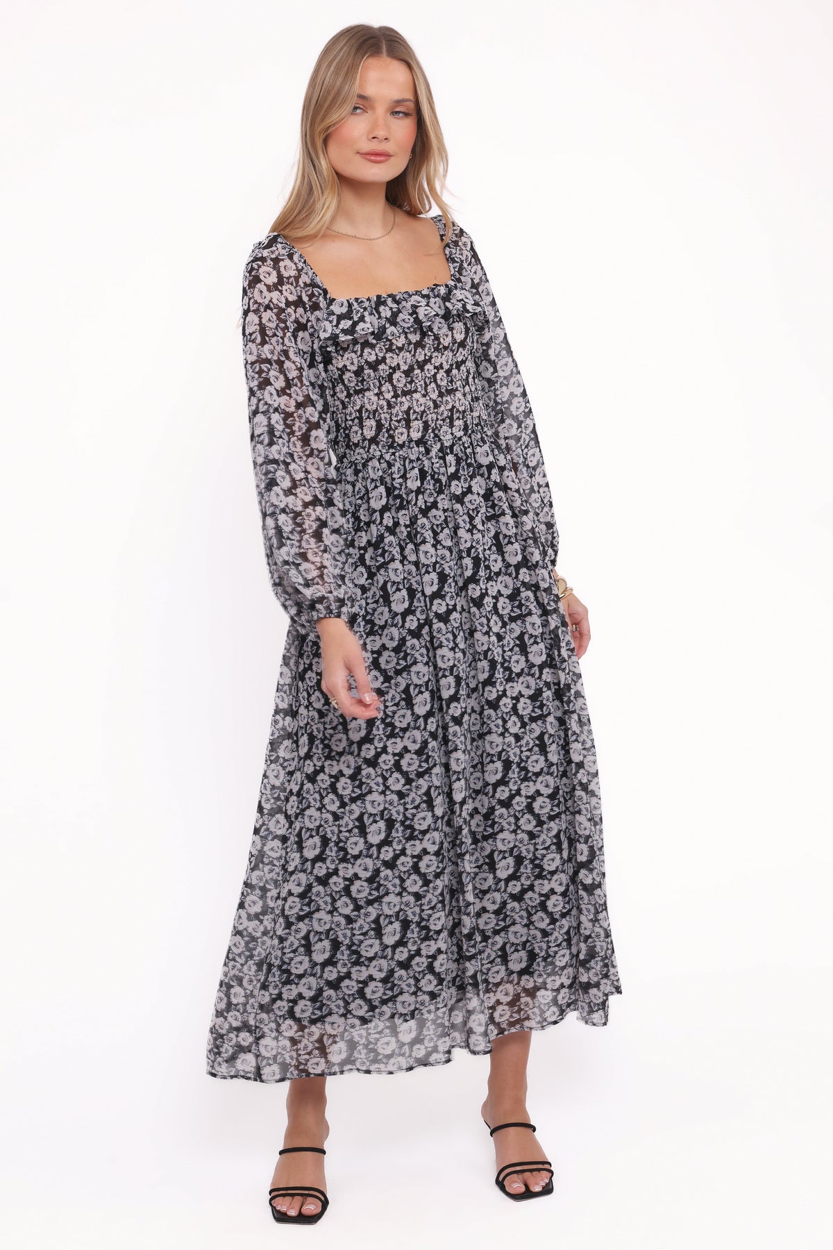 Faith Long Sleeve Maxi Dress - Black Floral