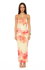 Imogen Yellow and Pink Floral Print Maxi Dress