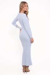 Irene Long Sleeve Midi Dress - Pale Blue