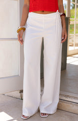 Jacq White Tie Waist Wide Leg Pants
