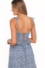 Karie Midi Dress - Blue Floral