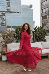 Keani Long Sleeve Maxi Dress - Red