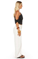 Khamie Black Polka Dot Off Shoulder Top