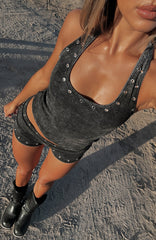 Lost Souls Halter Top Washed Black