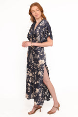 Laurent Midi Dress - Navy Cream Floral