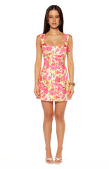 Layla Yellow Floral Pop Tie Back Mini Dress