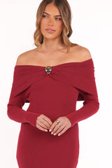 Lindsey Knit Dress - Dark Red