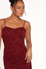 Lorde Midi Dress - Burgundy Lace