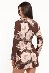 Marylon Mini Dress - Brown Floral