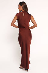 Meryn High Neck Dress - Brown