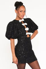 Natasha Boucle Mini Dress - Black