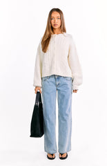 Percy Cream Cable Knit Cardigan