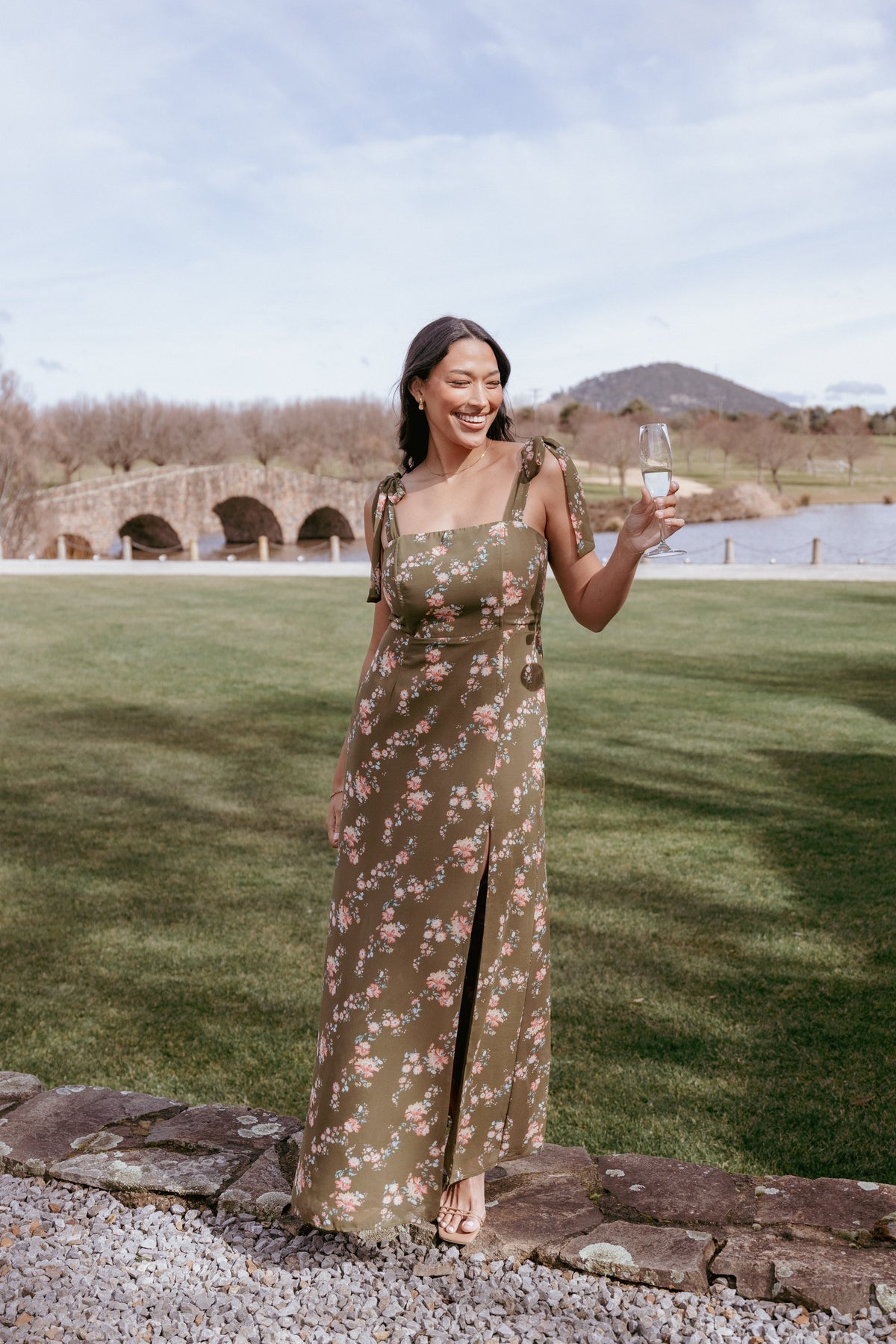 Renita Maxi Dress - Olive Floral