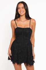 Roselle Lace Mini Dress - Black
