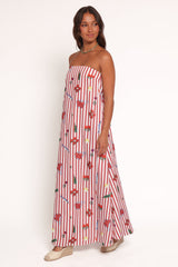 Soph Strapless Maxi Dress - Red Picnic Stripe