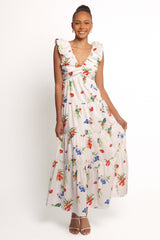 Valerie Maxi Dress - Off White/Red