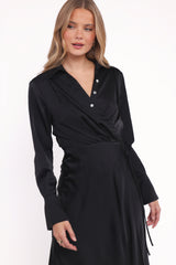 Verna Long Sleeve Maxi Dress - Black