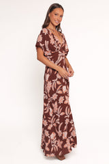 Yolande Midi Dress - Orange Floral