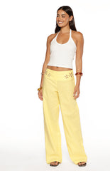 Alamara Yellow Floral Detail Wide Leg Pants