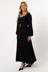 Mateo Long Sleeve Denim Dress - Black