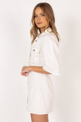 Hailey Denim Mini Dress - White Denim