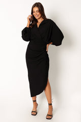 Paxton Long Sleeve Midi Dress - Black