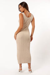 Reign Maxi Knit Dress - Beige
