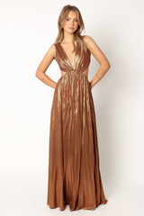 Shania Pleated Maxi Dress - Bronze